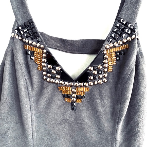 BEBE Dark Sued textured Dress / Long top S/Medium - Picture 5 of 7